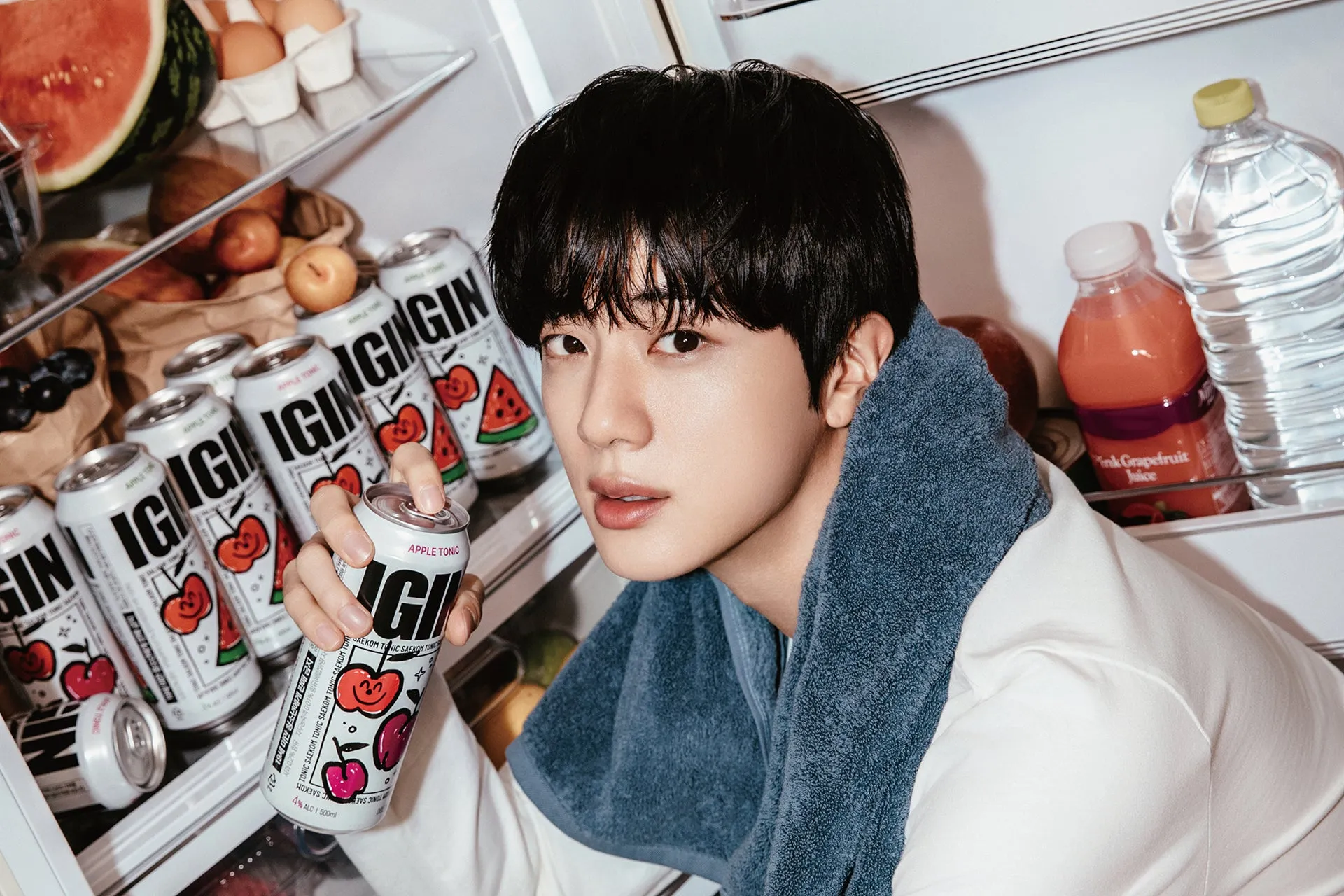 【ローソン限定】BTS・JINのIGIN APPLE TONIC缶で味わう、韓国の夏！