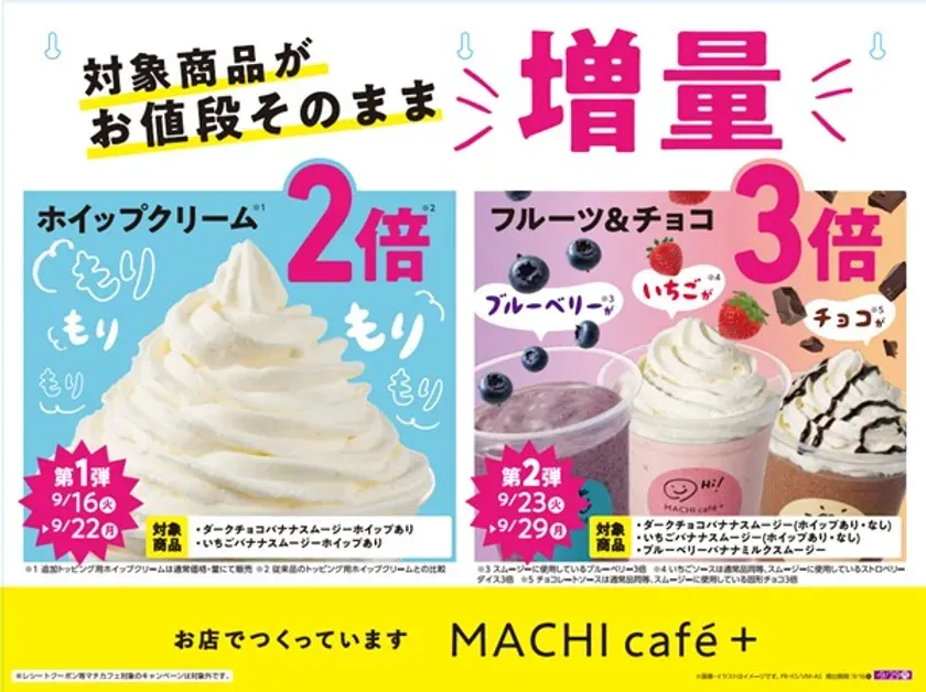 ローソン「MACHI cafe＋」がお得！ホイップ＆フルーツ増量キャンペーン見逃せない