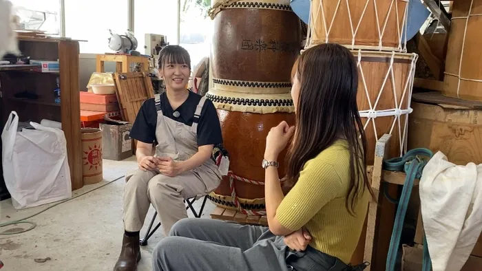 太鼓の制作風景