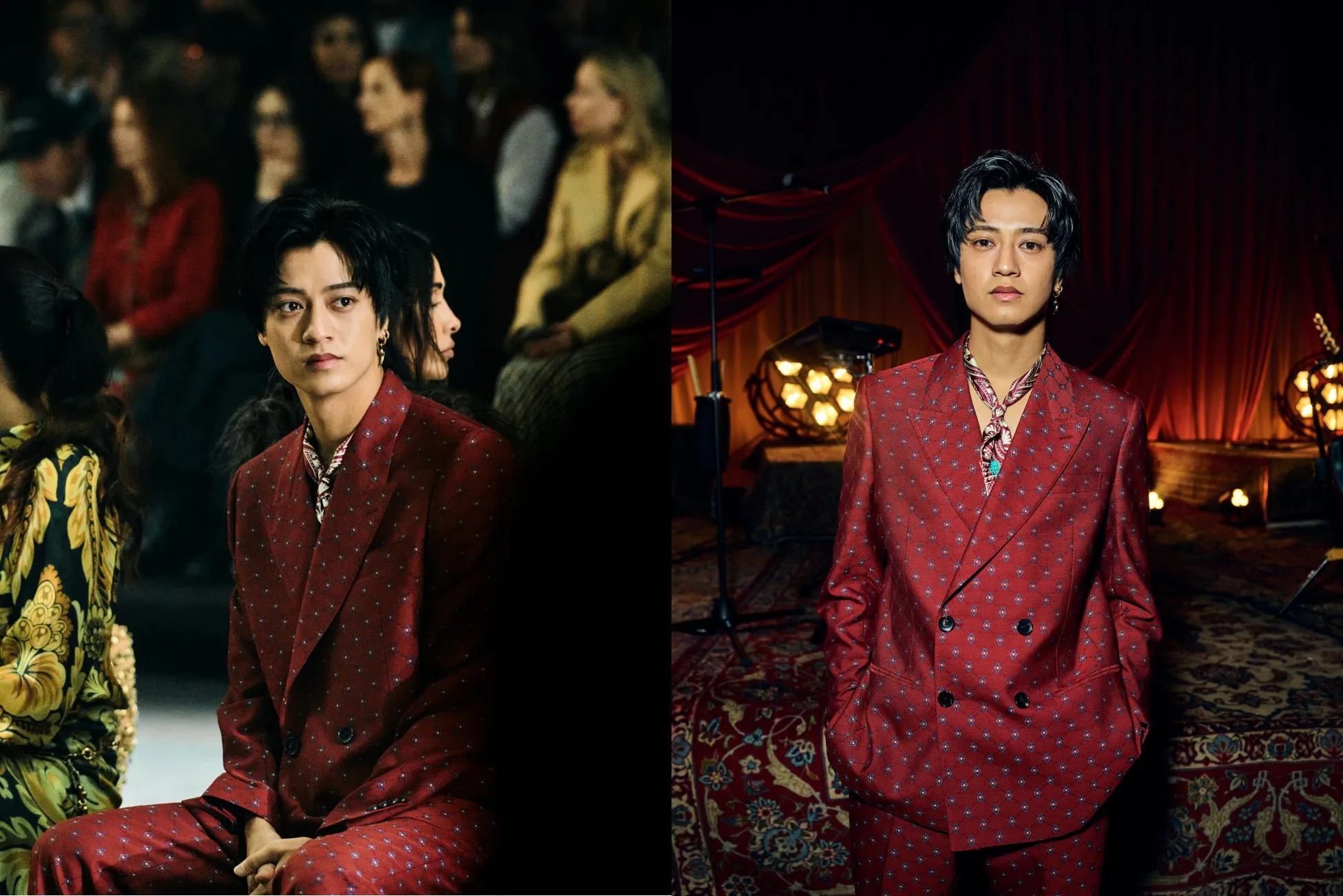 髙橋海人さんがエトロのコレクションに出席した際の全身ショット