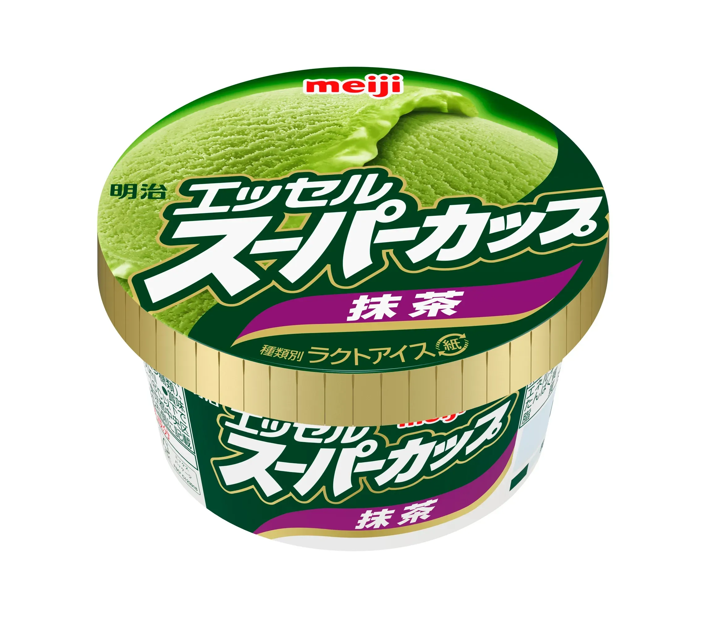 meijiのエッセルスーパーカップ抹茶味のアイスクリームのパッケージです。