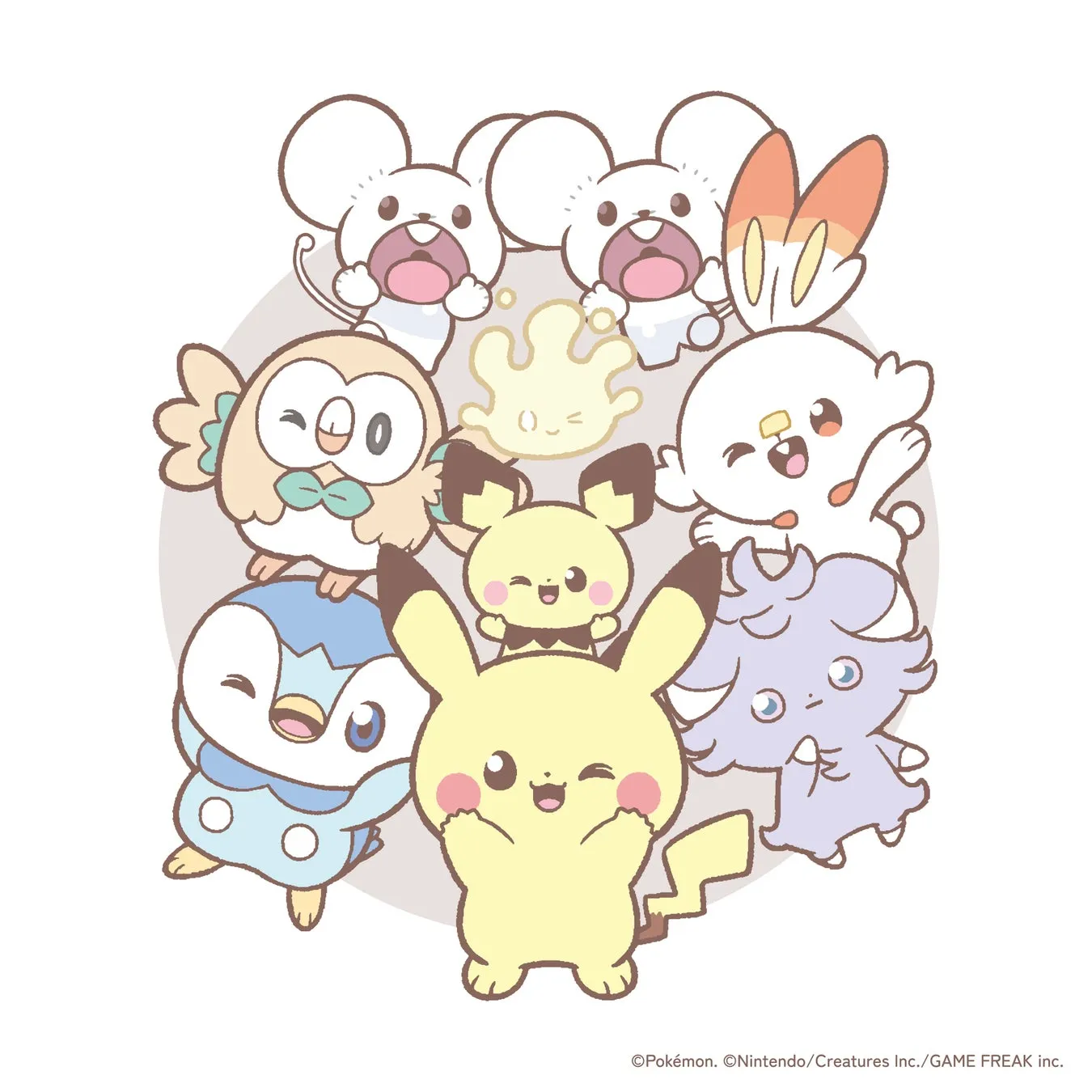 様々なポケモンたちが集まって描かれたイラスト