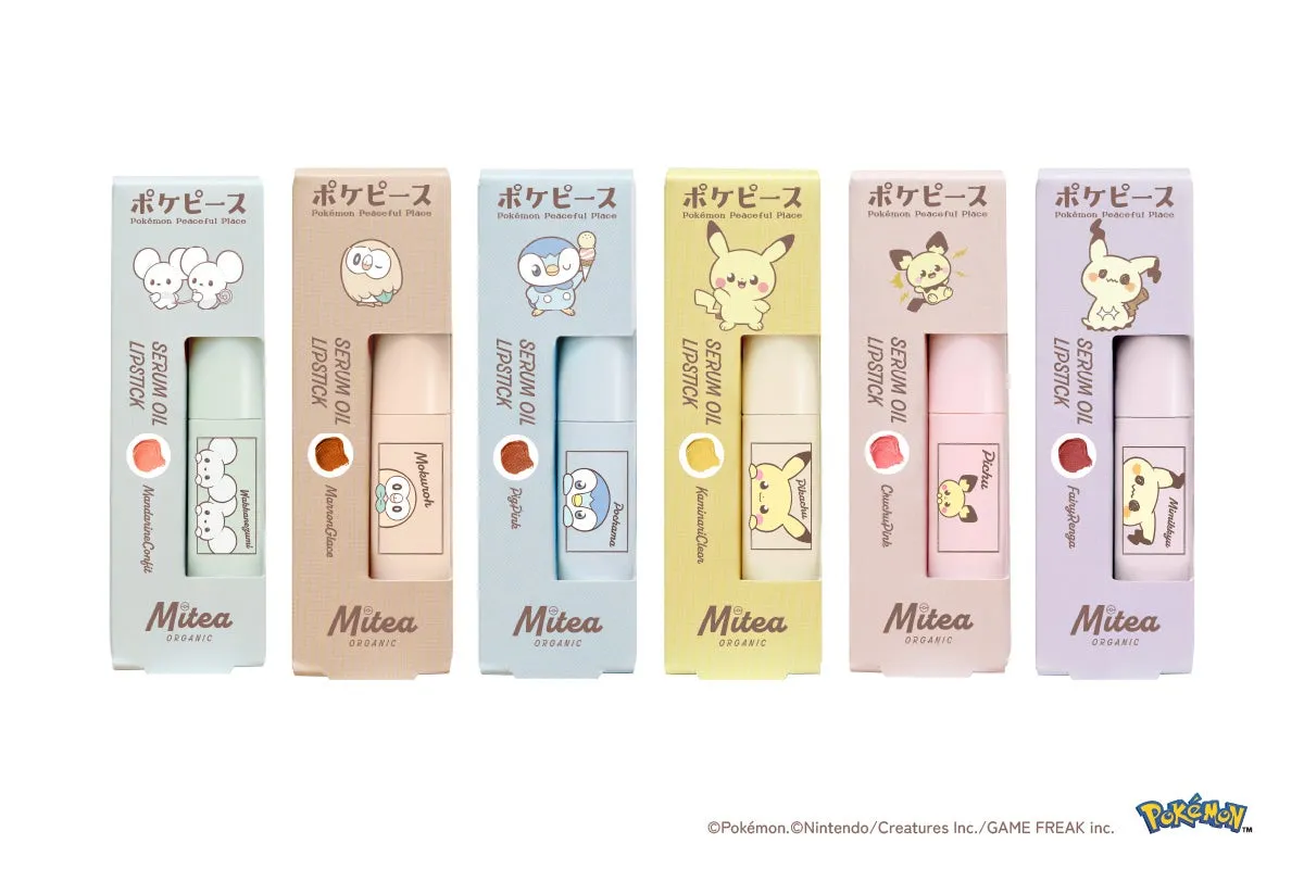 ポケモンのキャラクターが描かれたMiteaのリップスティックのセット