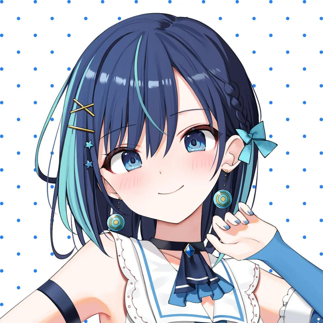 青い髪の女性のアニメ風イラスト