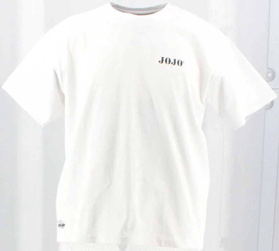 白いTシャツに「JOJO」の文字とスタープラチナのイラストがプリントされた画像