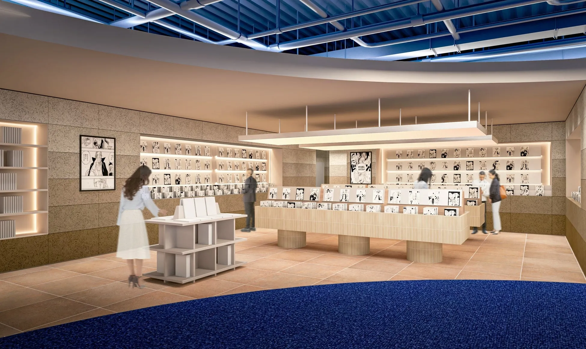 漫画が展示されている店内。