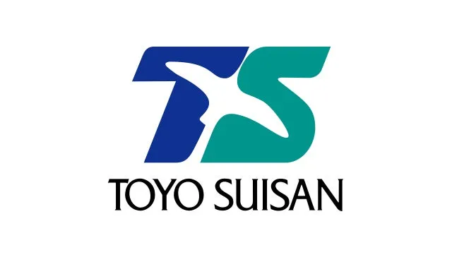 TOYO SUISANのロゴ画像です。青と緑を基調としたデザインで、鳥のようなシルエットが特徴的です。