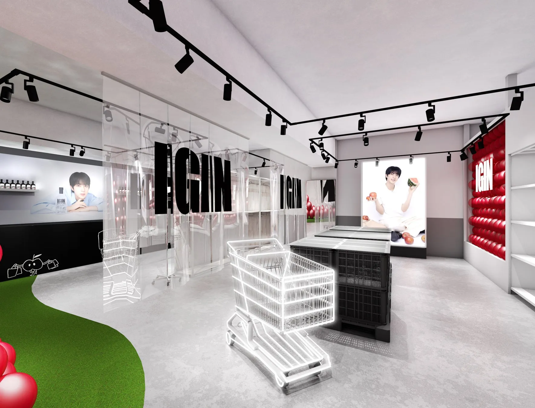 IGIN POPUP STORE内部のスタイリッシュな空間