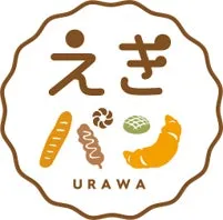 茶色い枠の中に、様々なパンのイラストと「えき パン」の文字が描かれたロゴマーク。