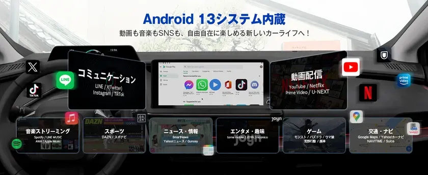 Android 13システム内蔵で動画も音楽もSNSも楽しめる