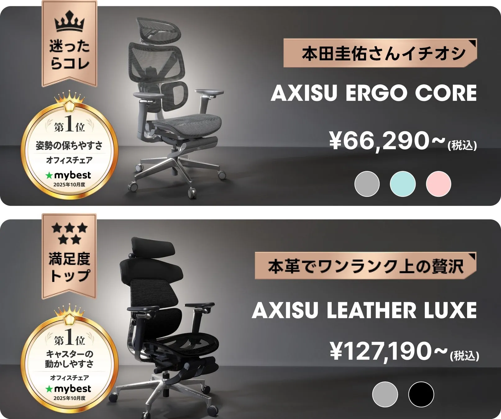 AXISU ERGO COREとAXISU LEATHER LUXEの紹介画像