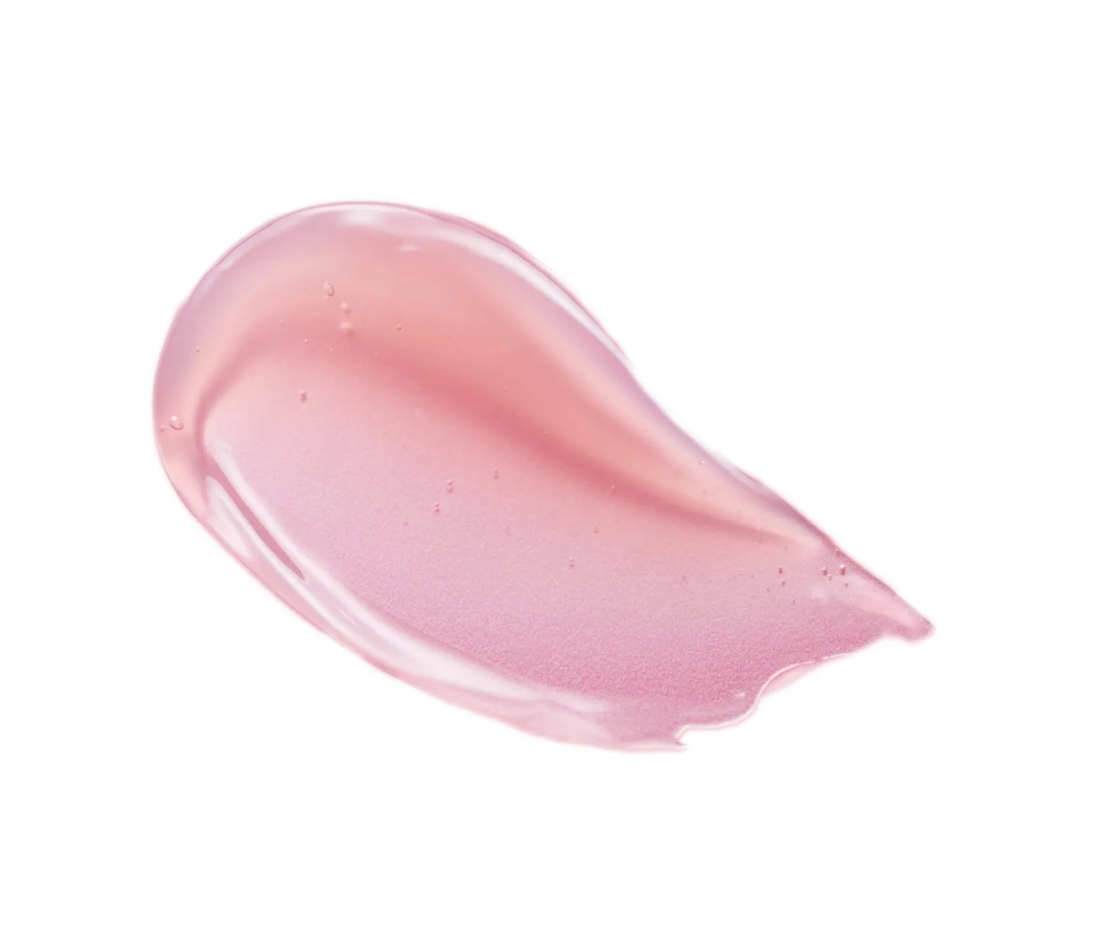 ピンク色の化粧品のサンプルが白地に塗られた写真です。