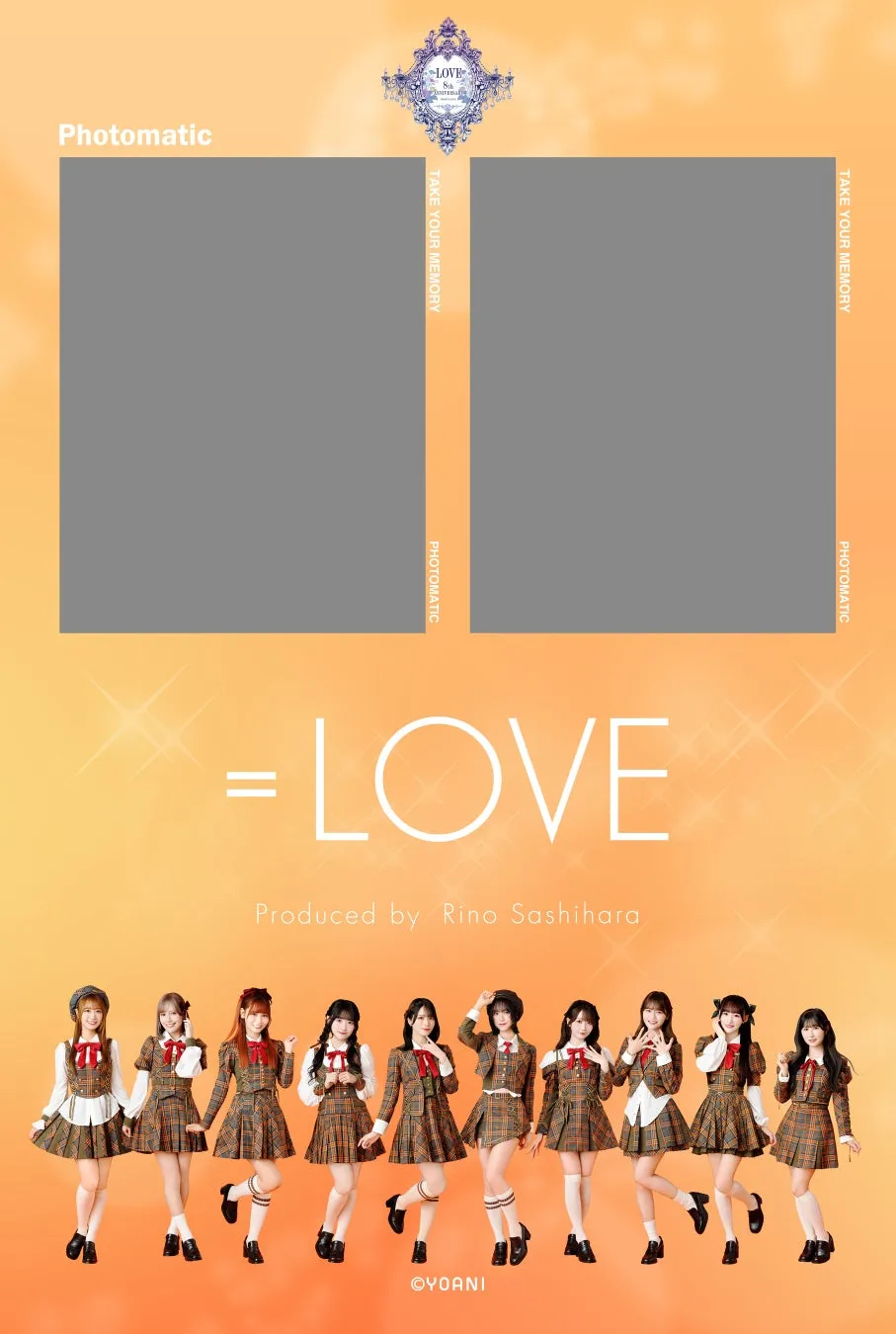 イコラブメンバーのフォトマティック集合写真(オレンジ背景)