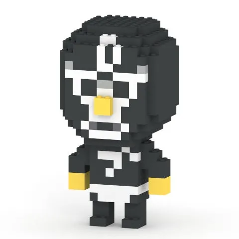 レゴブロックで作られたアメフトのヘルメットを被ったペンギンのようなキャラクター