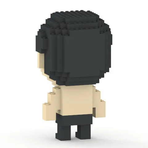 ブロックで作られた人物の後ろ姿