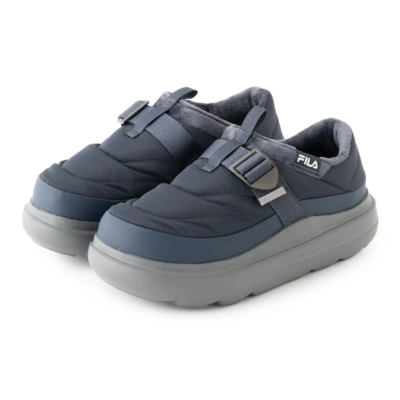 FILA グレーとネイビーのスリッポン