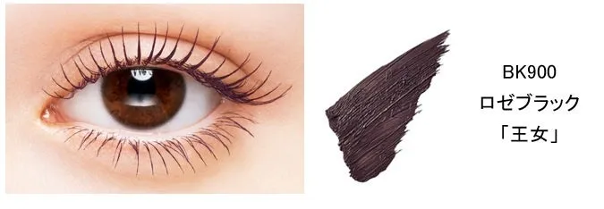 女性の目の写真と、化粧品の色見本。