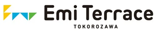 Emi Terraceのロゴ画像。カラフルな幾何学模様と「Emi Terrace」の文字、そして「TOKOROZAWA」の文字が配置されています。