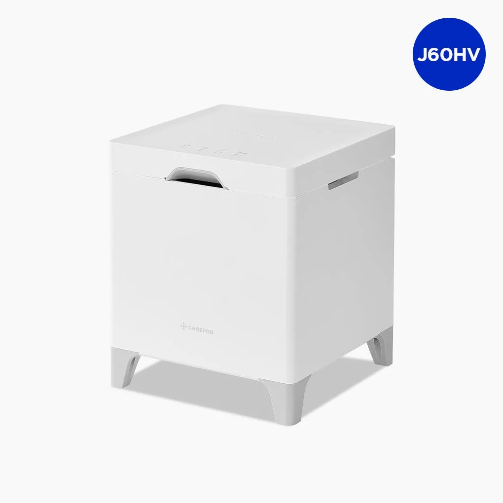 白い家電製品の画像。製品には、J60HVとCAREPODのロゴがあります。