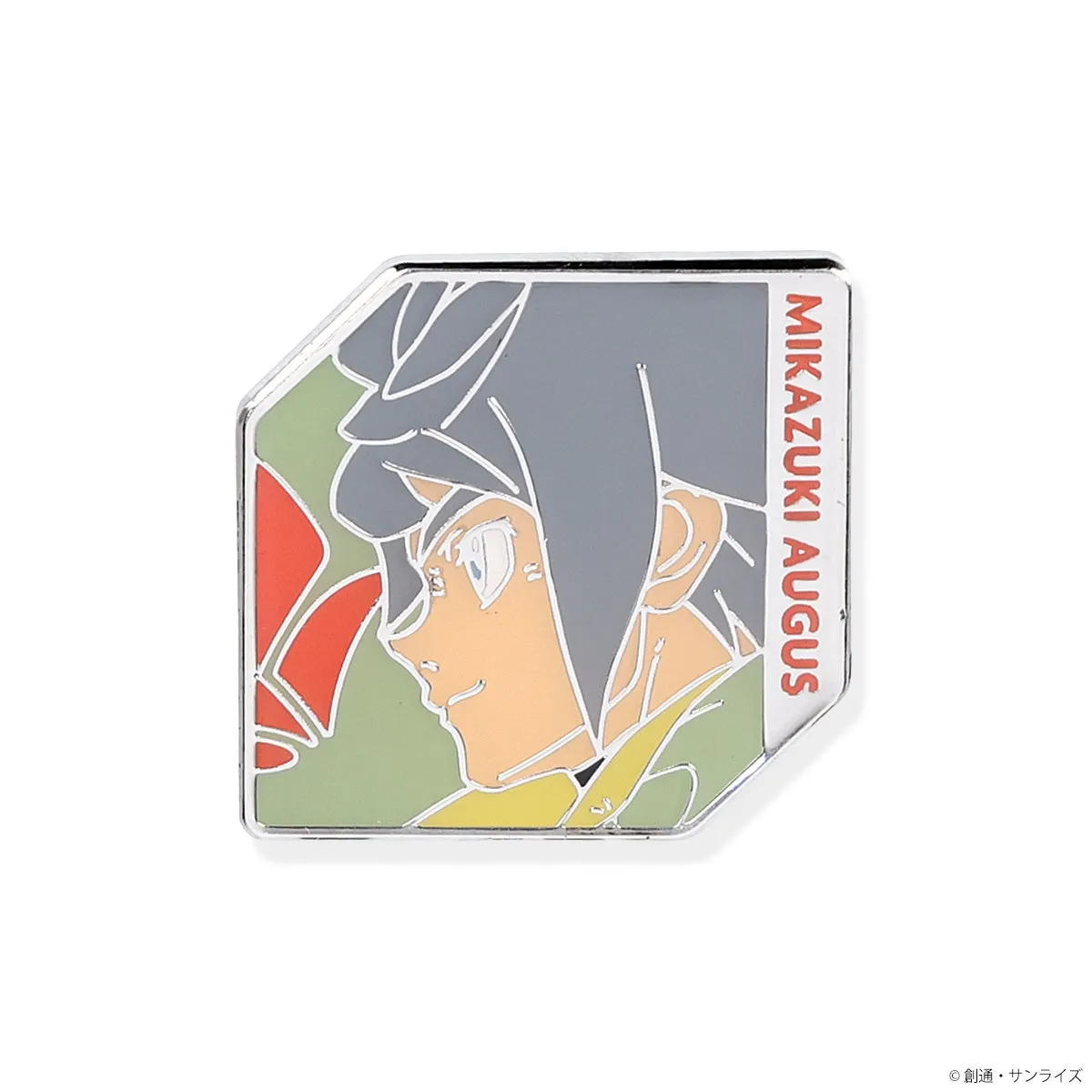 キャラクター「三日月・オーガス」が描かれたバッジです。