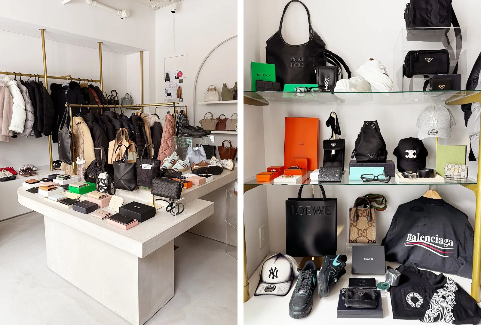 高級ブランド品が並ぶ店内