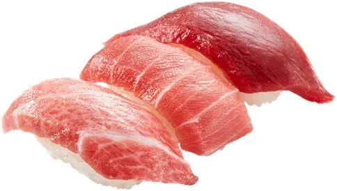 3つのマグロの握り寿司が写った写真です。