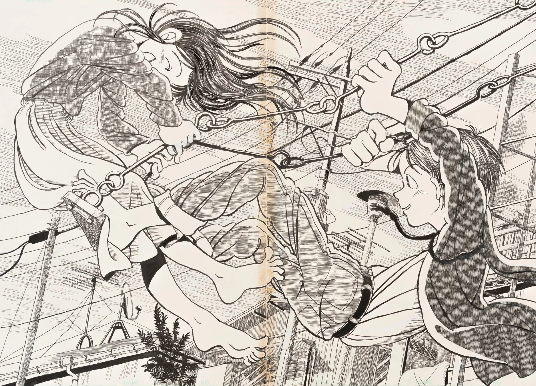 ブランコに乗る女の子のイラスト