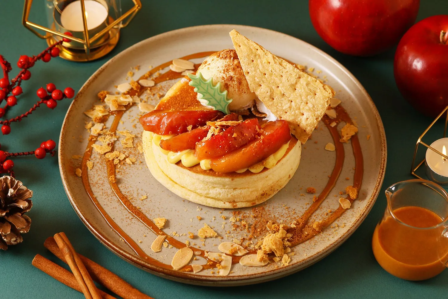 クリスマスデコレーションされたパンケーキ