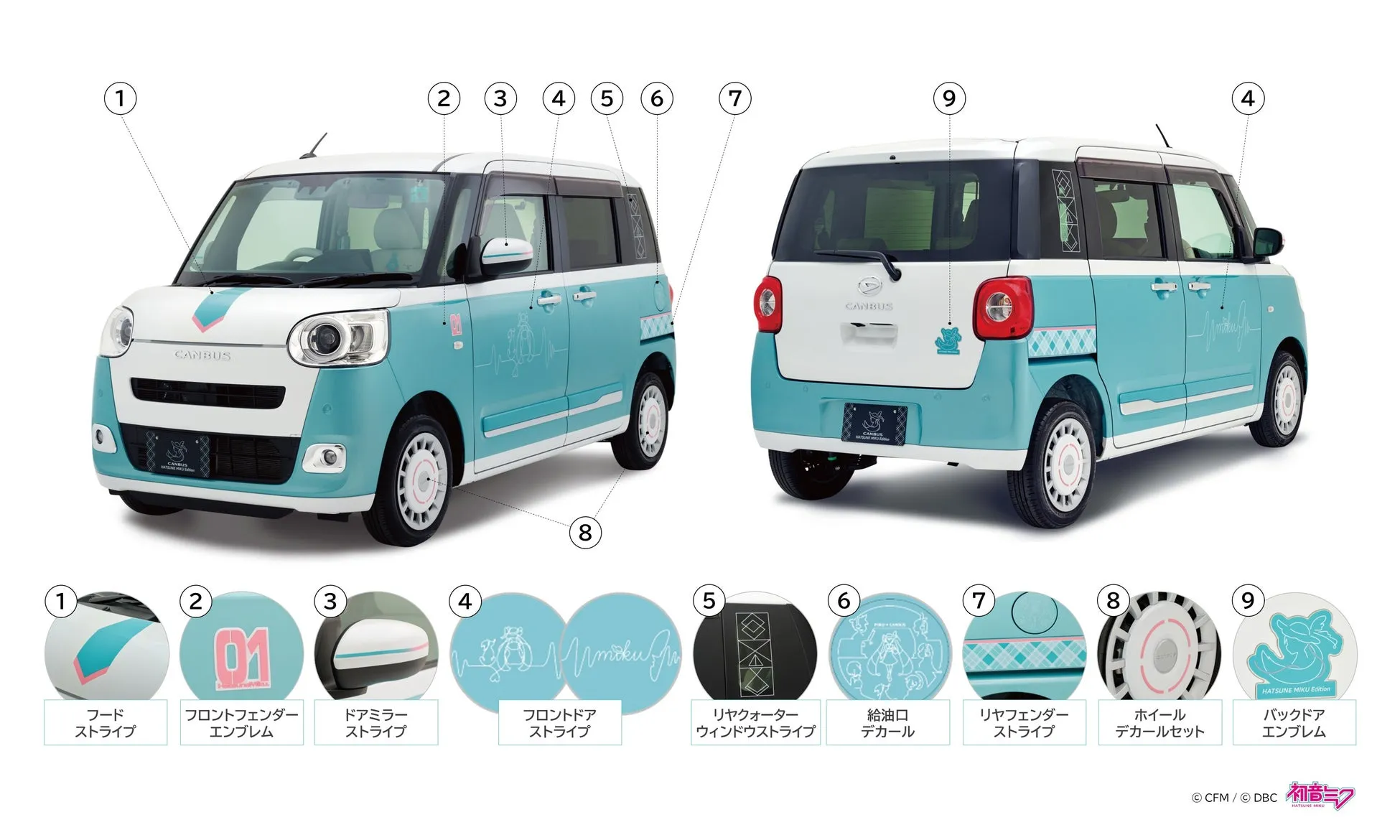 外装デザインの全体像。水色と白のラインが特徴。