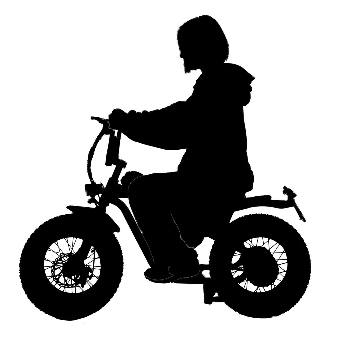 電動自転車に乗る人物のシルエット