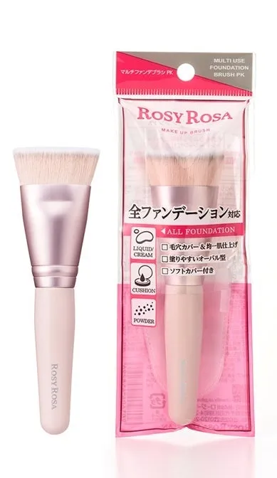 Rosy Rosaのファンデーションブラシのパッケージとブラシ本体