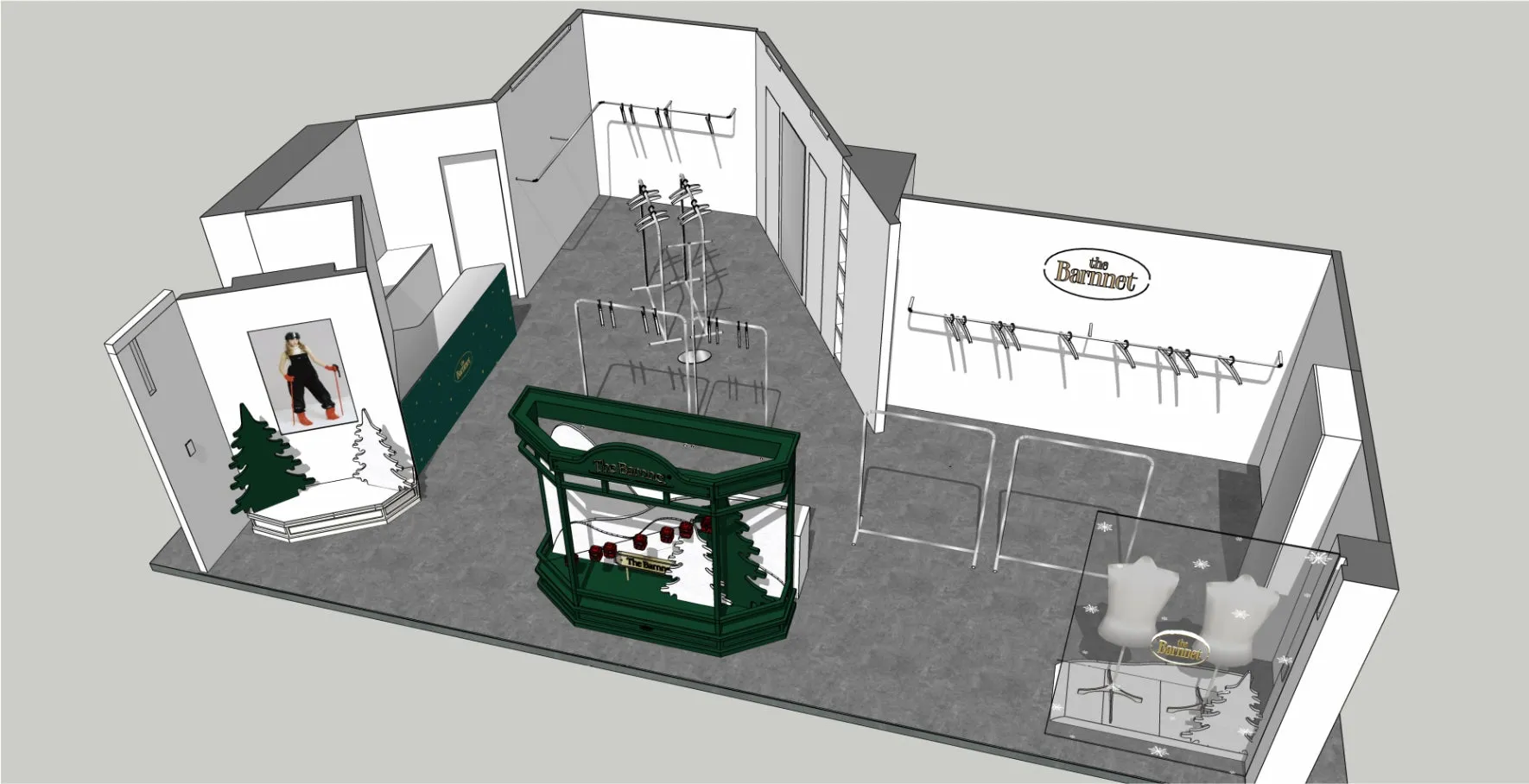 店内の3Dレンダリング画像