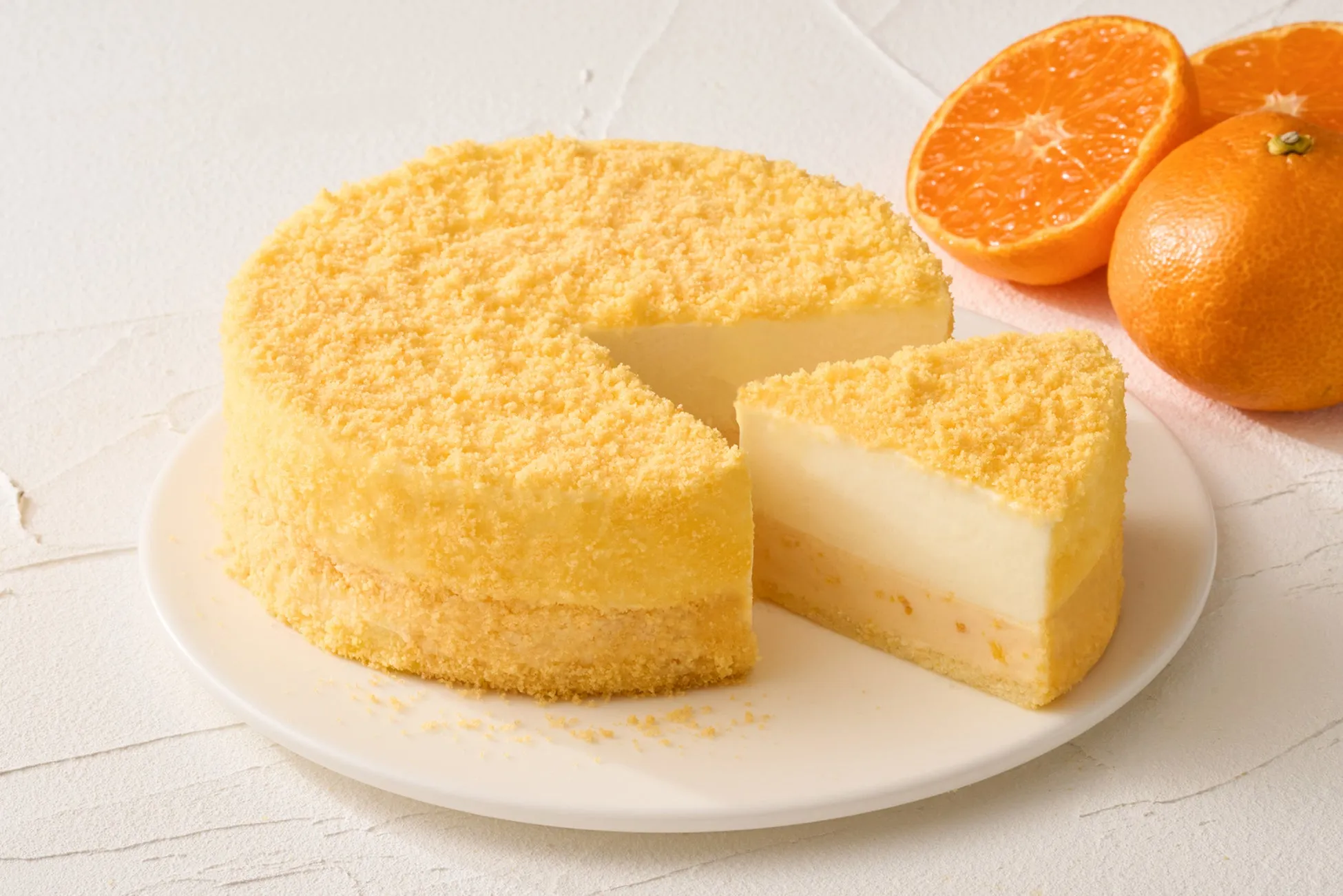 チーズケーキとみかん