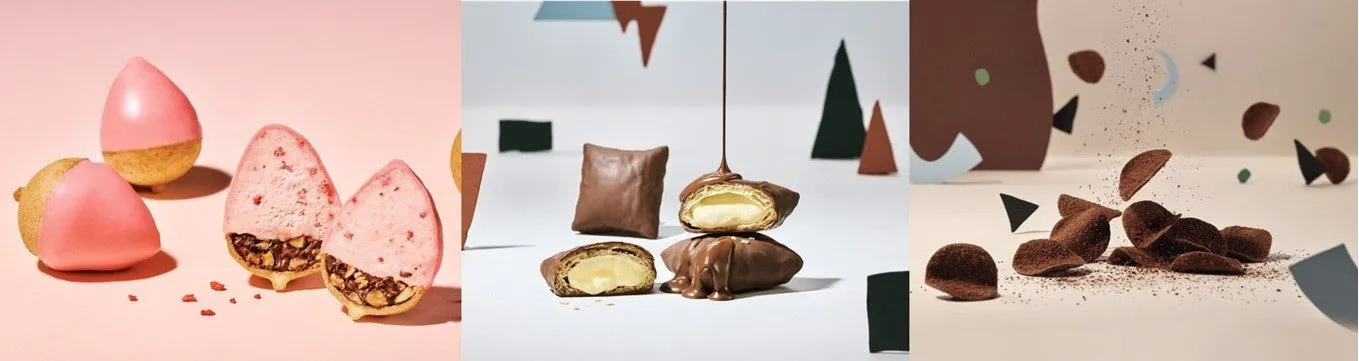 ピンクの背景にチョコレート菓子