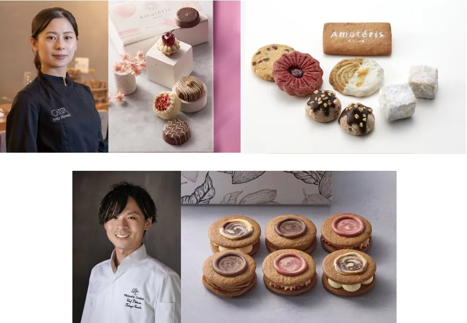 女性シェフ、男性シェフ、チョコレート、焼き菓子