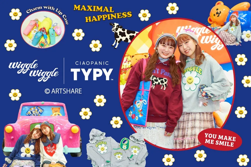 女性が着ている服をメインにした写真。Wiggle WiggleとCIAOPANIC TYPYのコラボ商品と思われる。全体的に明るく、ポップな印象。