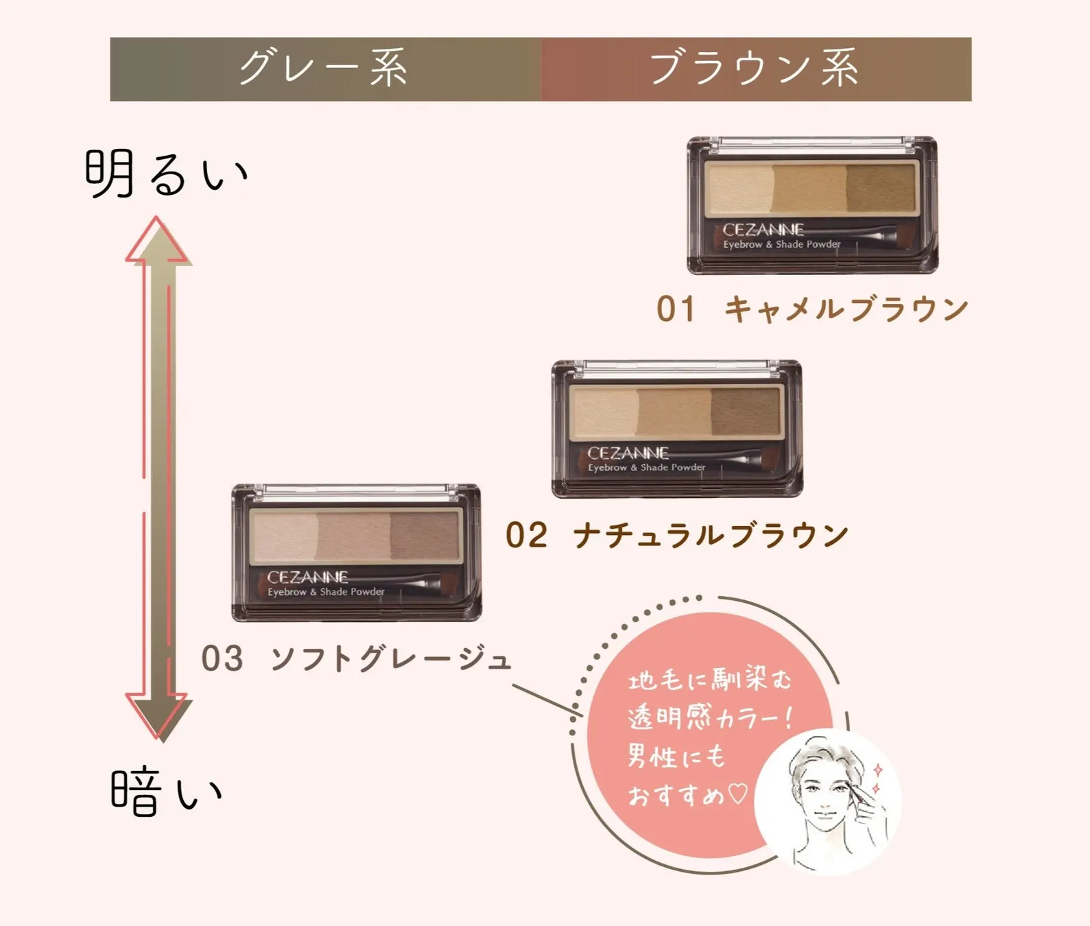 CEZANNEのアイブロウパウダーの製品紹介画像。
