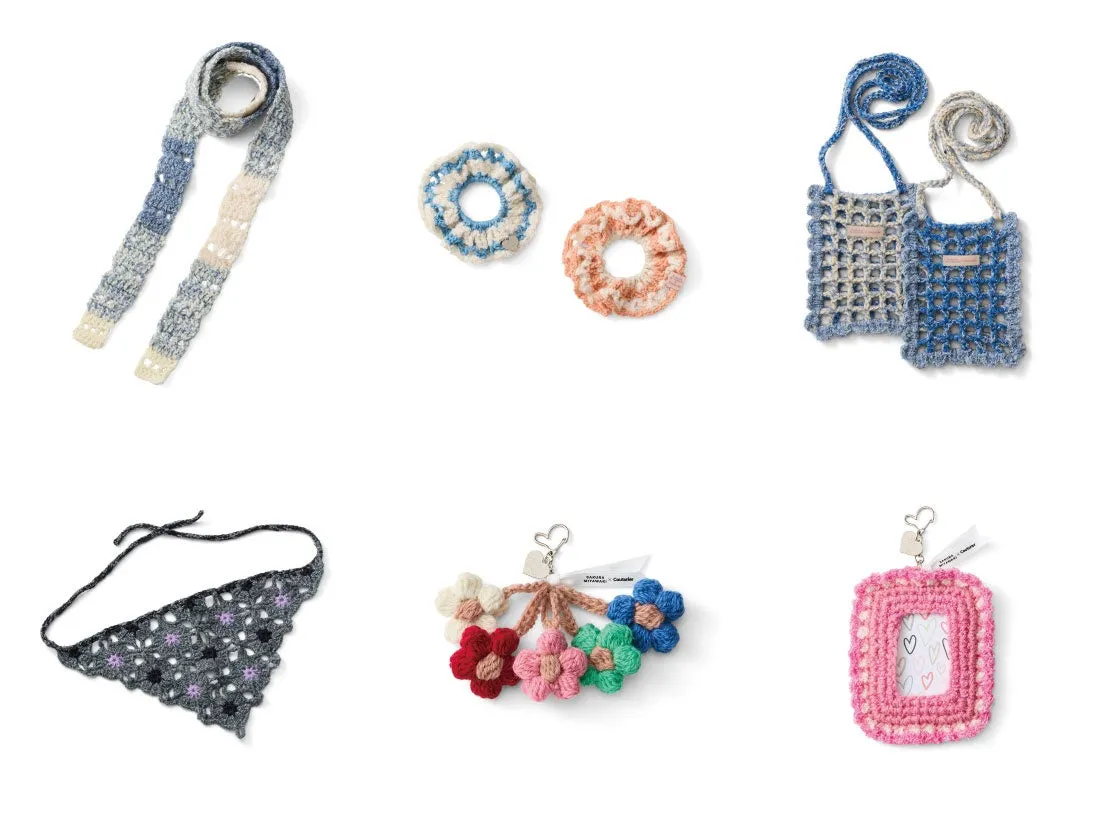 かぎ針編みで作られた様々なアクセサリー