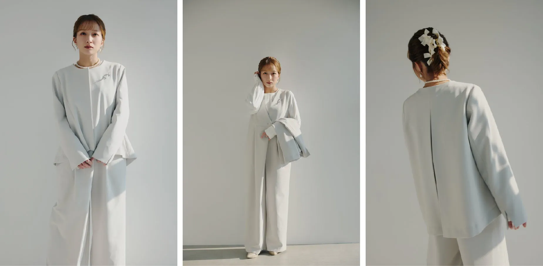 LOOK3. 白のジャケットとオールインワン