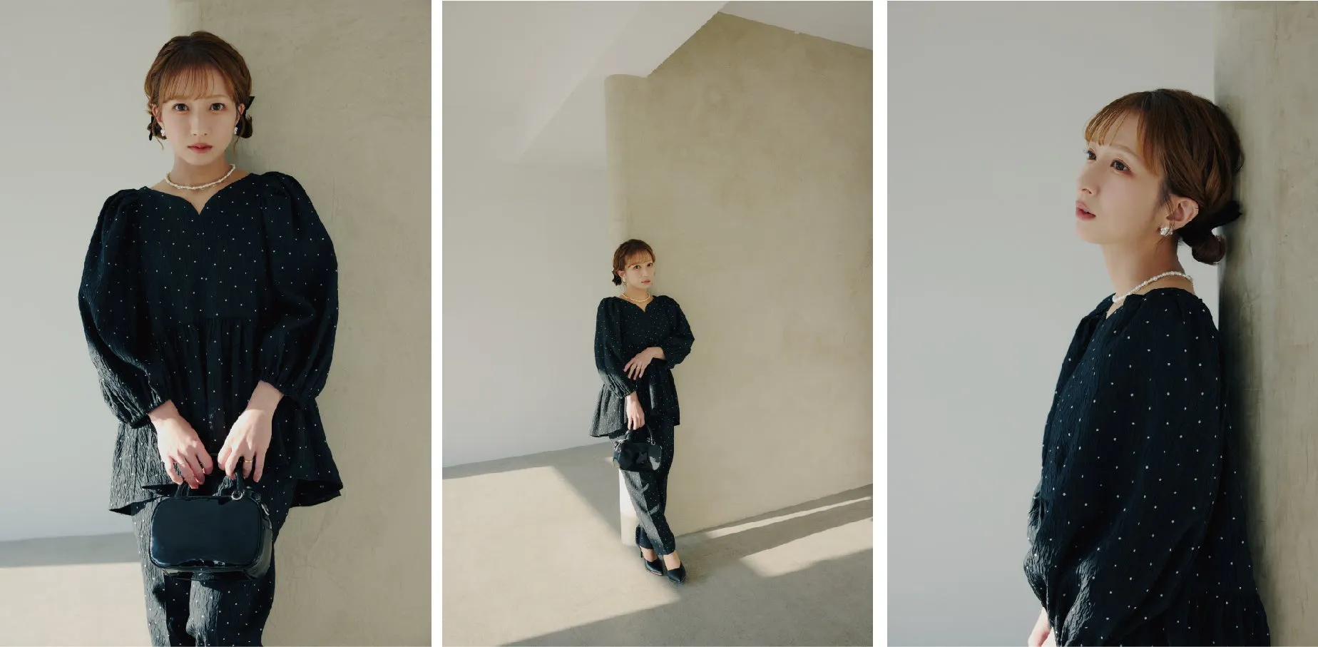 LOOK4. ドット柄ジャガードセットアップ