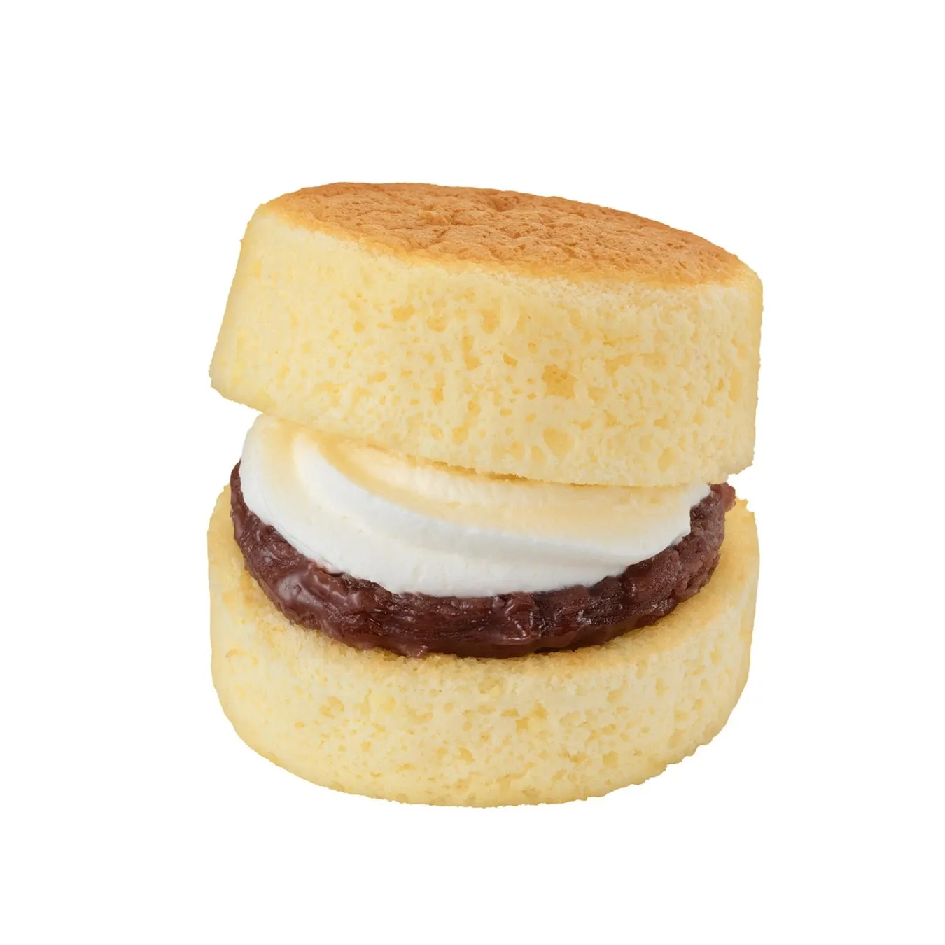 2つのスポンジケーキの間にホイップクリームと小豆あんが挟まれたお菓子です。