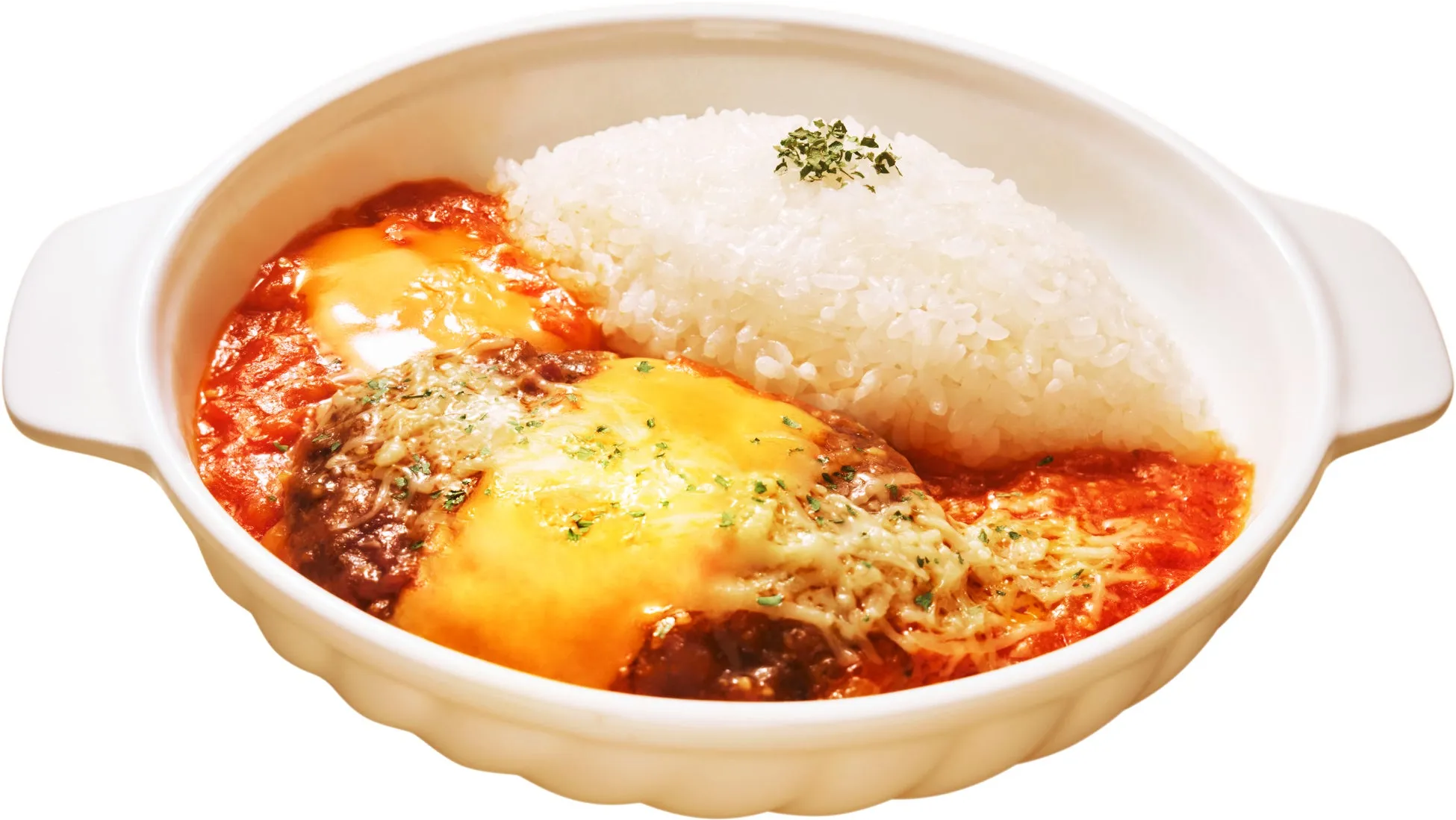 とろ〜りチーズと卵黄ソースのトマトハンバーグ弁当