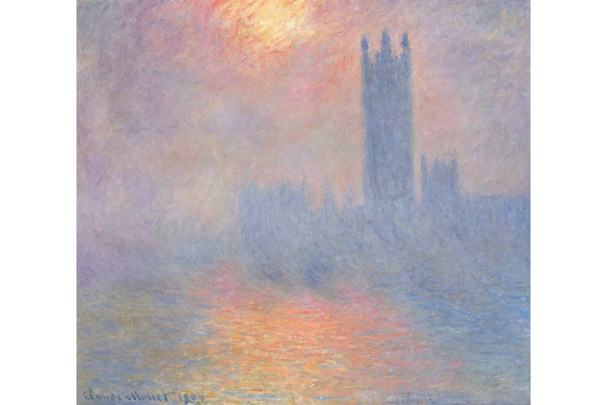 テムズ川に映る国会議事堂を描いたモネの絵画