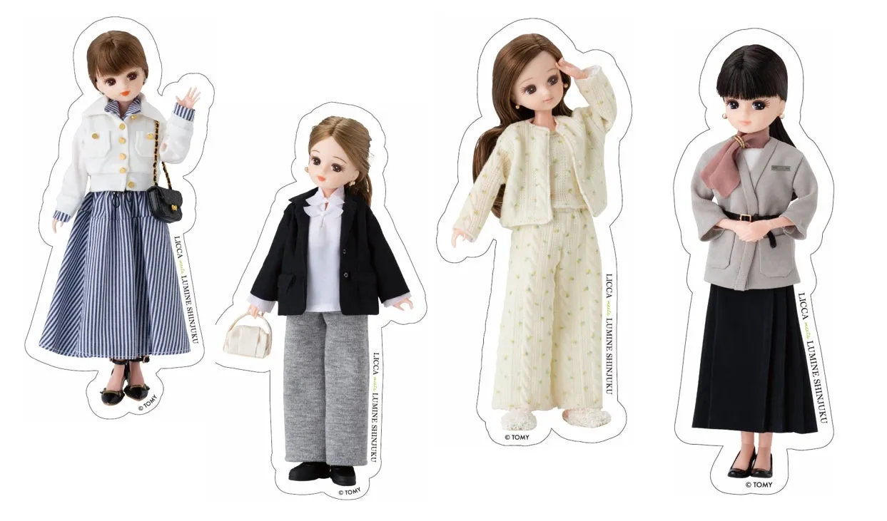 4体のリカちゃん人形のファッションスタイル