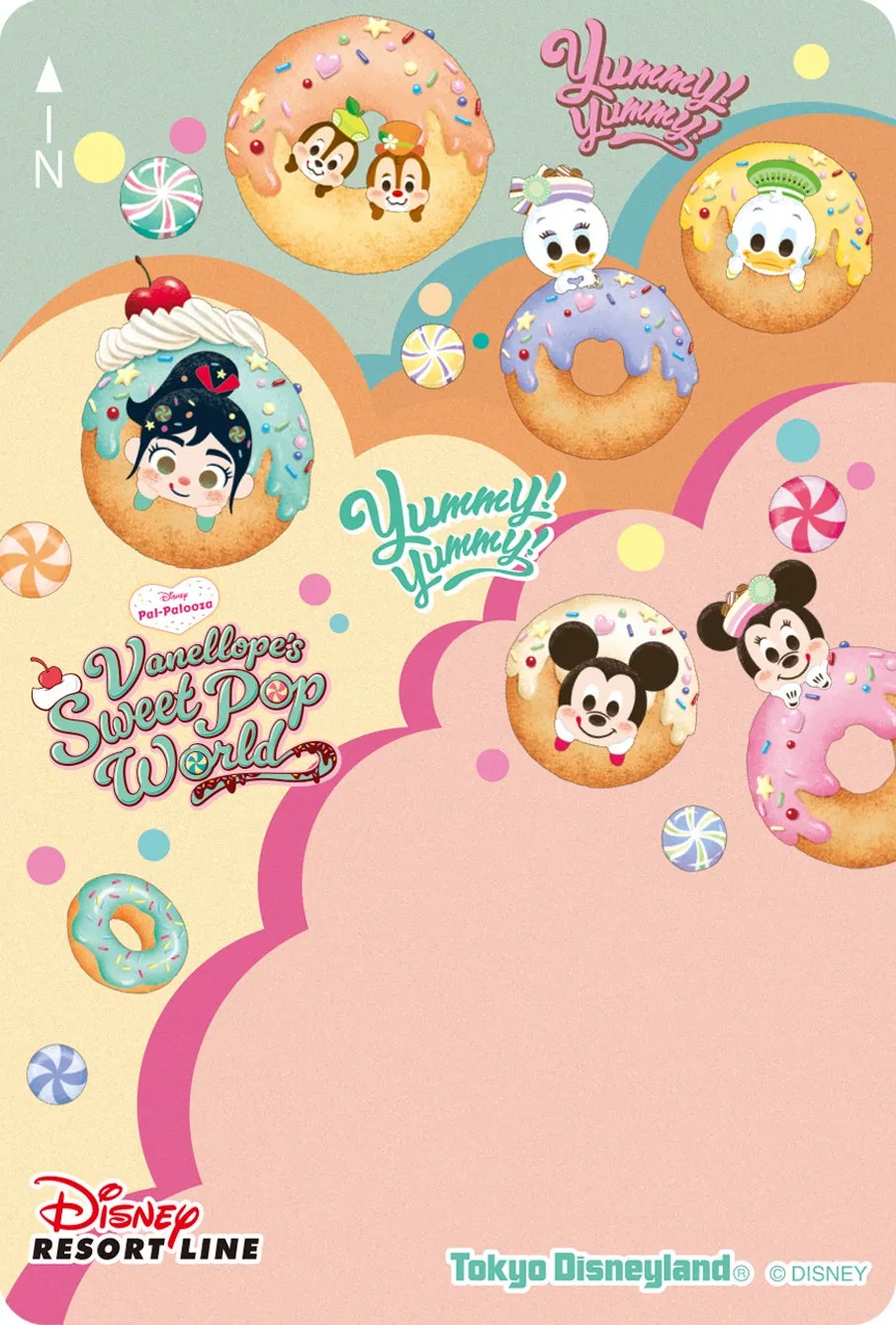 ディズニーランドのパルパルーザのイベントで販売されている、キャラクターが描かれたドーナツのイラスト