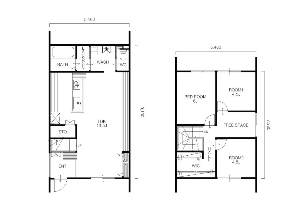 2階建て住宅の平面図