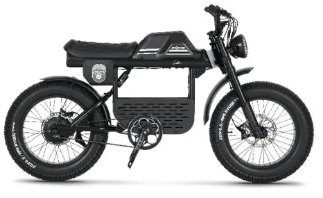 黒い電動自転車の側面図