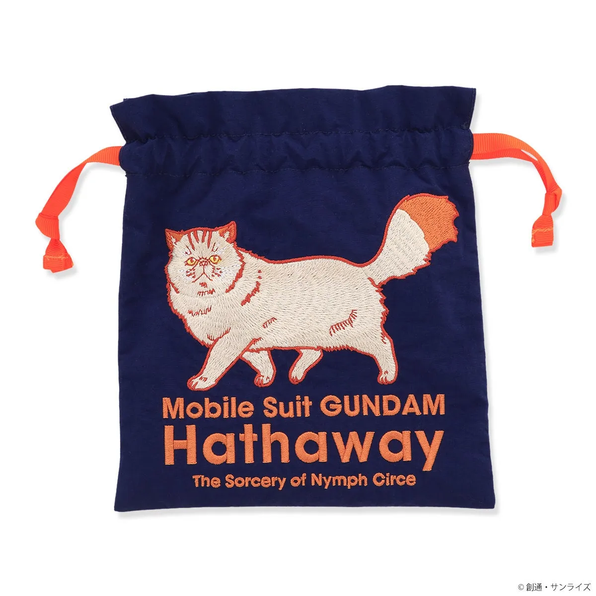 紺色の巾着袋（猫）