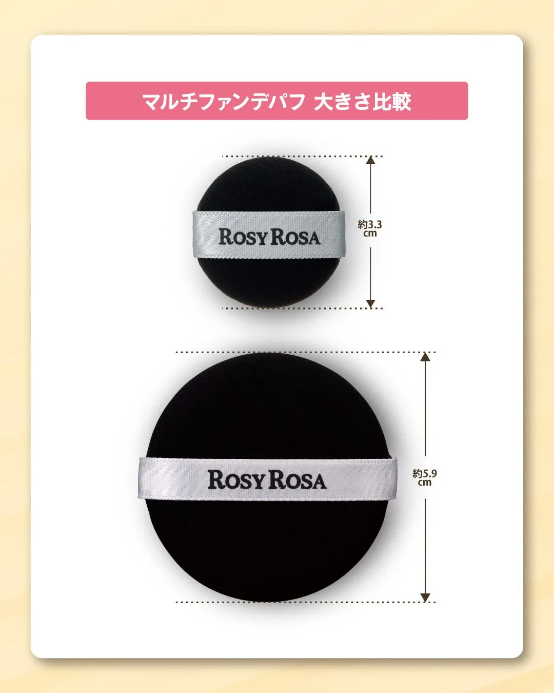 Rosy Rosaのファンデーションパフの大きさ比較