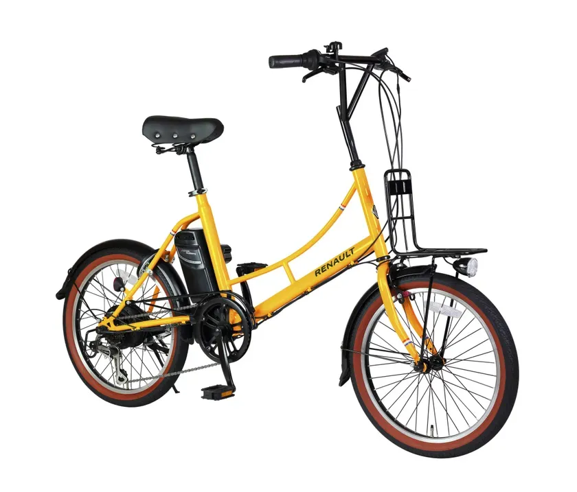 黄色い折りたたみ電動アシスト自転車